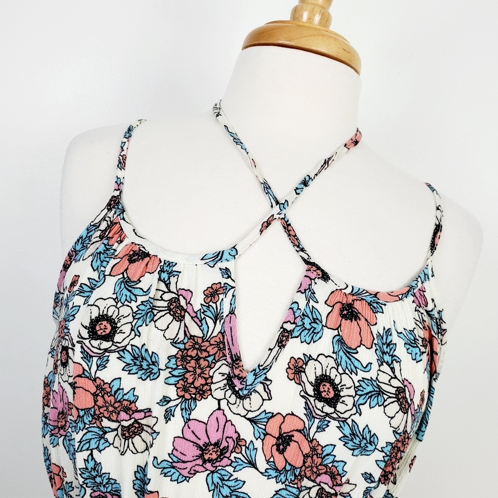 Wild Daisy Sleeveless Floral Sundress‎ Womens Size L Crochet Hem Elastic Waist - Picture 4 of 12